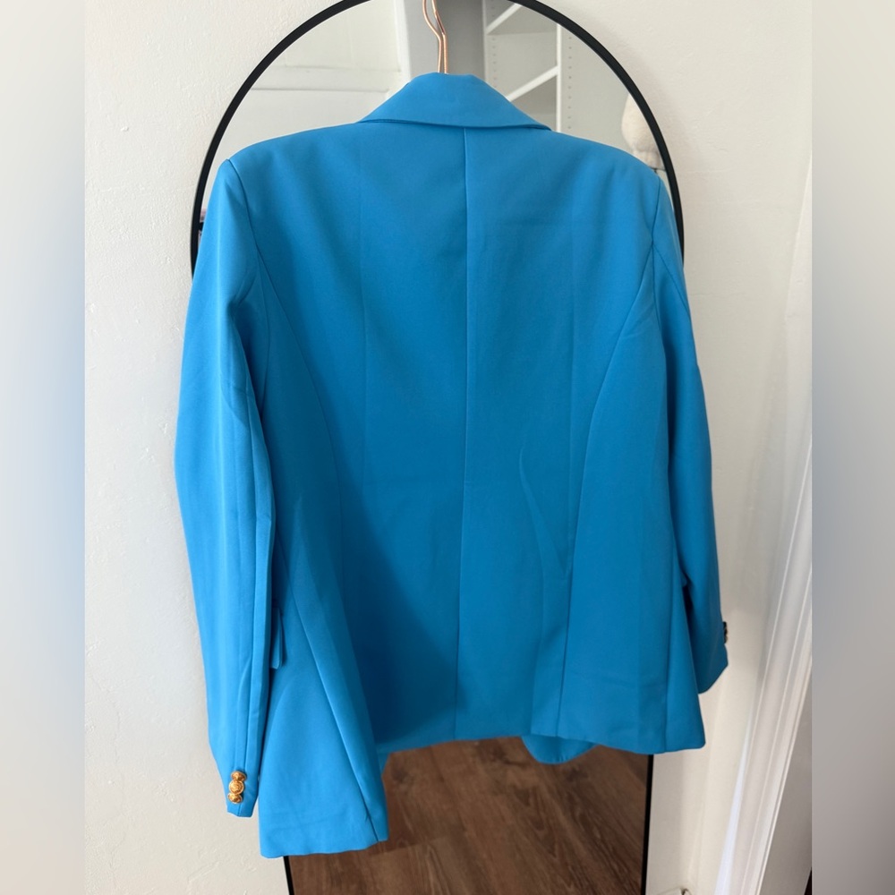 SHEIN SXY Solid Double Breasted Flap Pocket Blazer - Picture 3 of 4
